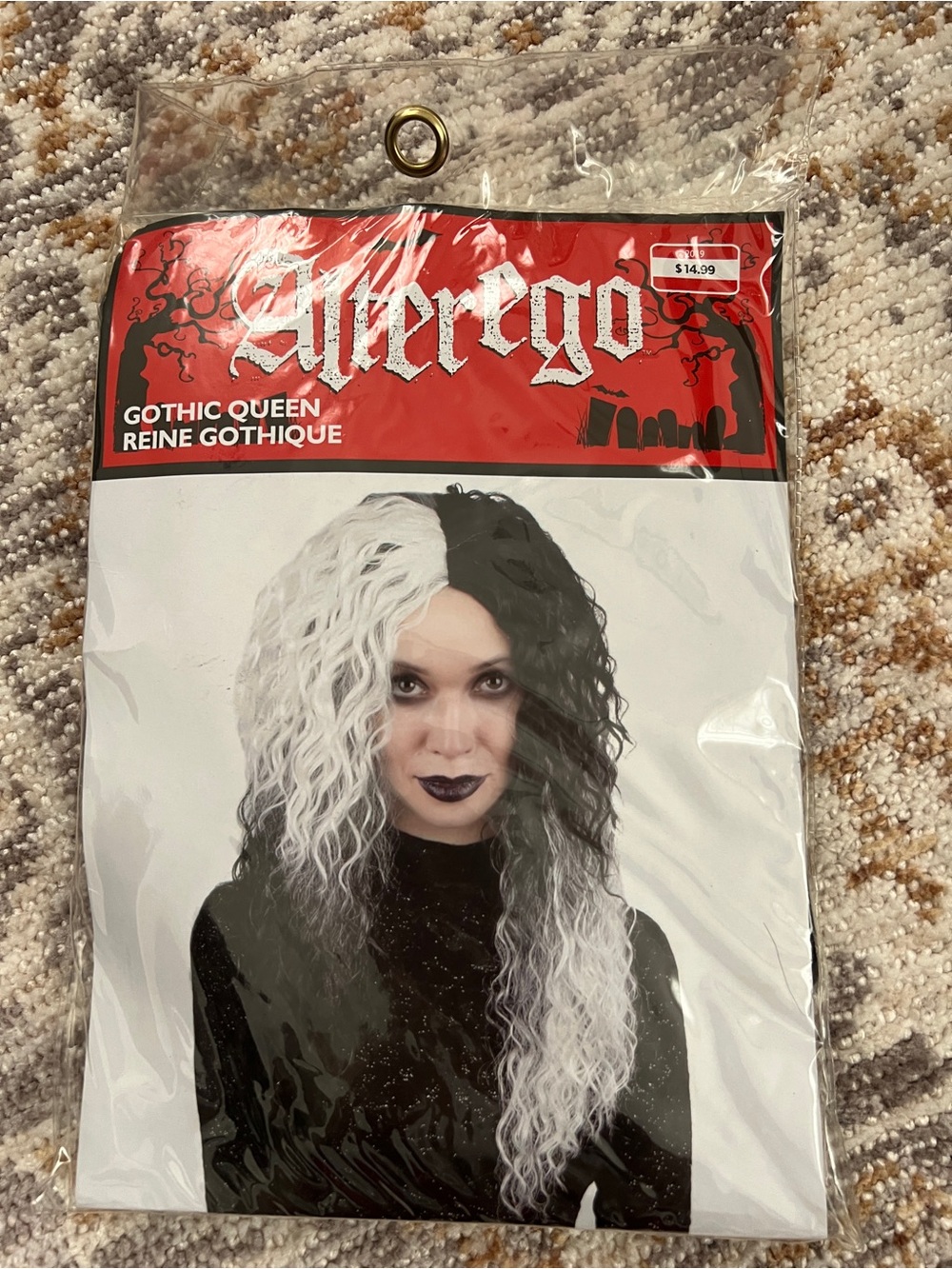 Gothic Queen Two-Tone Black & White Wig